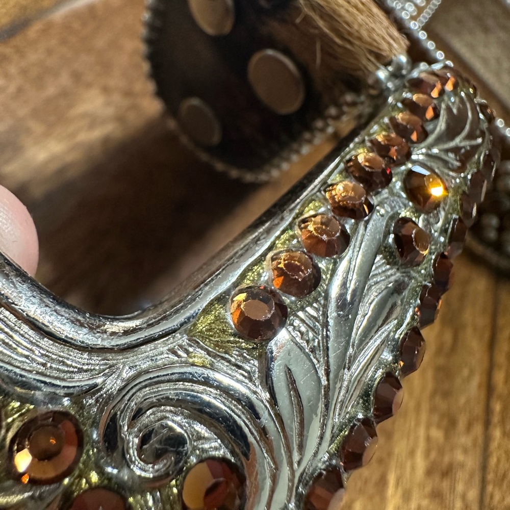 B.B. Simon Brown and Silver Studded Belt Vintage Leather - Picture 5 of 16